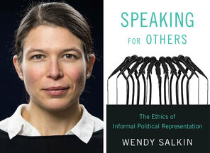 A headshot of Wendy Salkin next to the cover of her book Speaking for Others
